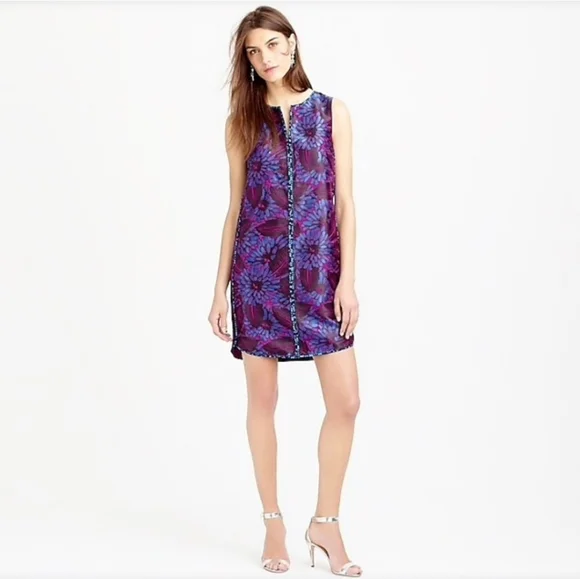 J. Crew Purple Floral Sleeveless Shift Dress - Picture 3 of 9